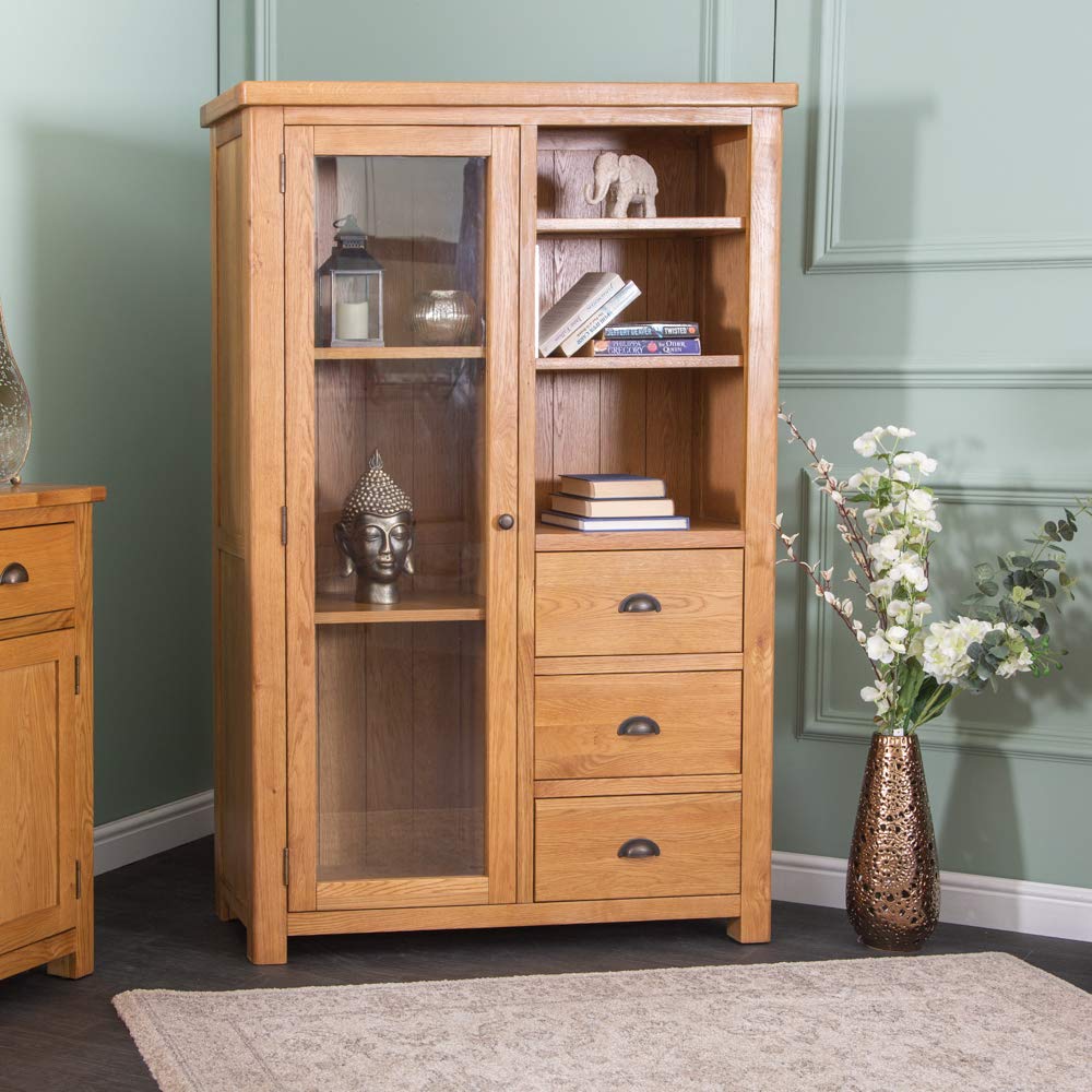 The Furniture Outlet Portland Oak Combined Display Cabinet