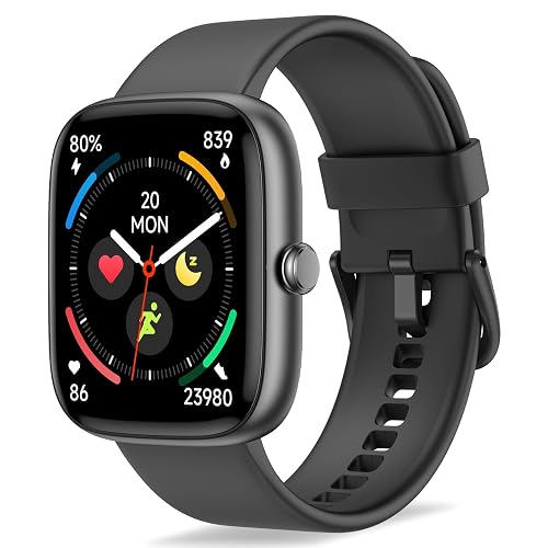 Fixwink Smart Watch for Men Women (Answer/Make Call), 1.83" HD Fitness Tracker with Heart Rate/SpO2/Sleep Monitor, Pedometer, 120+ Sport Modes, IP67 Waterproof, 7-Day Battery, for iOS Android, Black