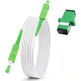 10FT SC/APC to SC/APC Fiber Optic Cable, Armored Single Mode Patch Cord for High-Speed Internet (9/125&mu;m, OS1/OS2 Compatible, LSZH White)