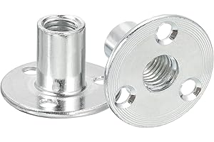 uxcell M12 Brad Hole Tee Nut, 10pcs Carbon Steel Round Base Screw-in T-Nuts Furniture Hardware Flange Female Thread Insert Nu