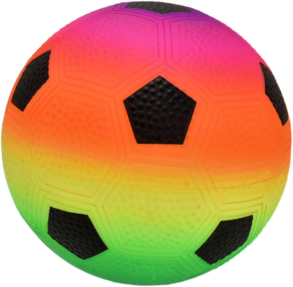 GWUK Bright and Colourful Neon Pool Football Toy - Soft Play 6” Bouncy PU Foam Soccer Ball with Multicolour Rainbow Colour Design - Lightweight Indoor Outdoor Safety Toy for Adults Kids Pets
