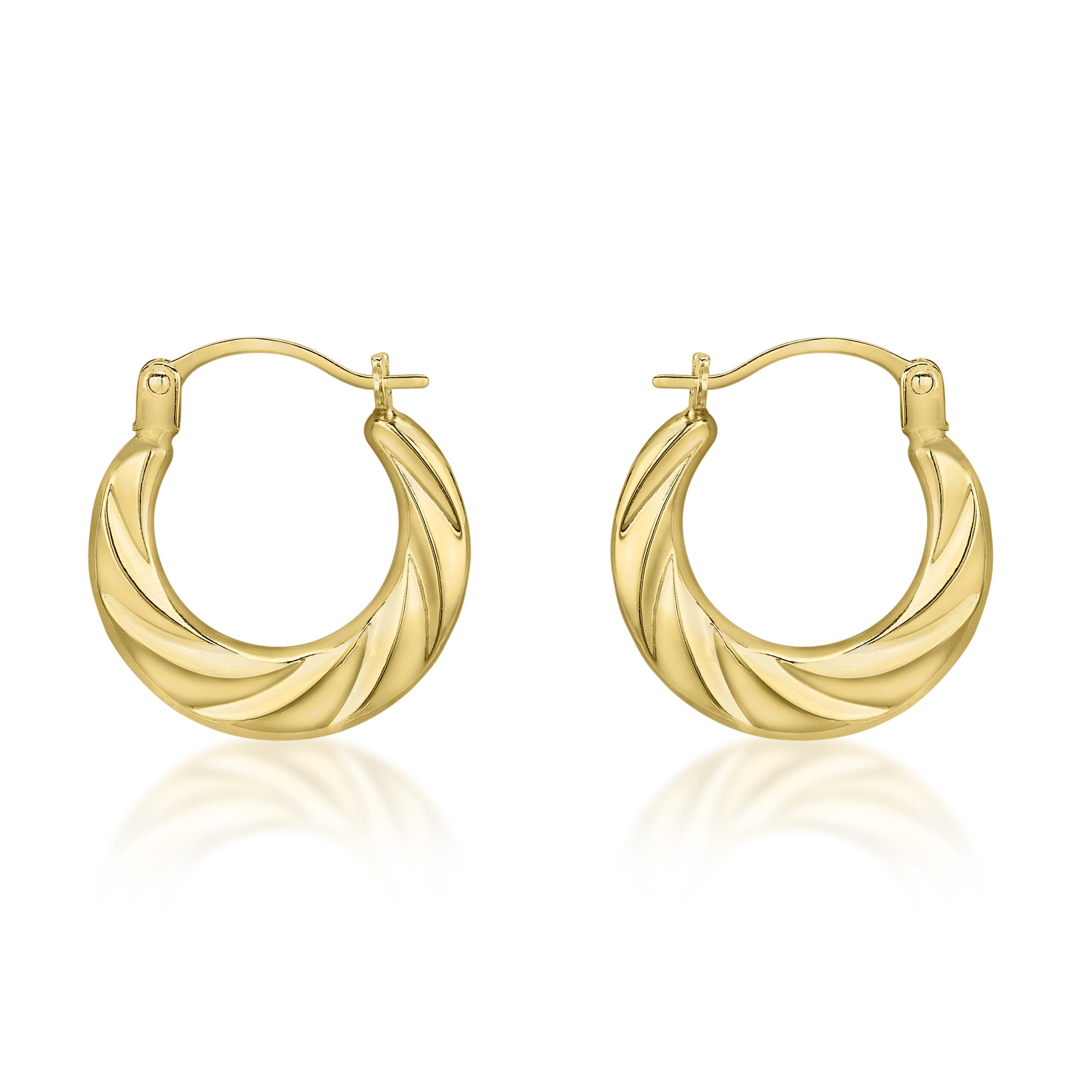 CARISSIMA Women's 18ct Yellow Gold Twist 15mm Creole Earrings