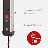 Brennenstuhl Premium-Alu-Line 6-Way Extension Lead 3m Cable Black/Silver Germany view 3