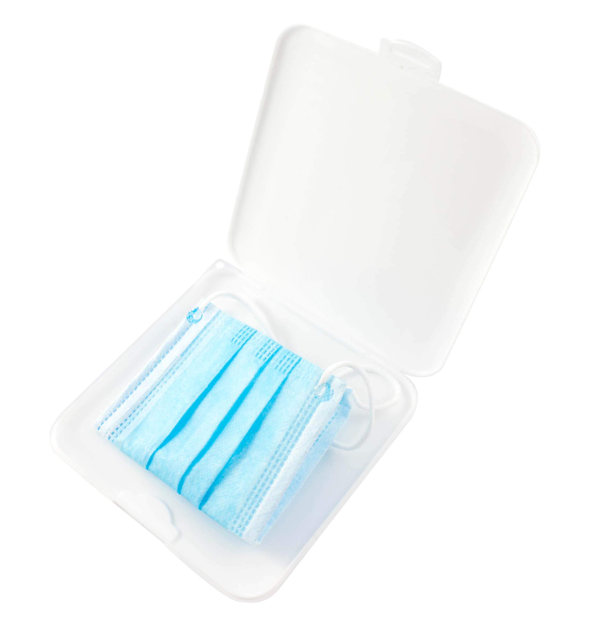 TBOC Case for Masks - Square Box [White] Storage for Face Mask Portable Organizer Hard Plastic for Disposable Face Cover Light and Reusable Keeper with Lids Protection Against Dirt and Dust