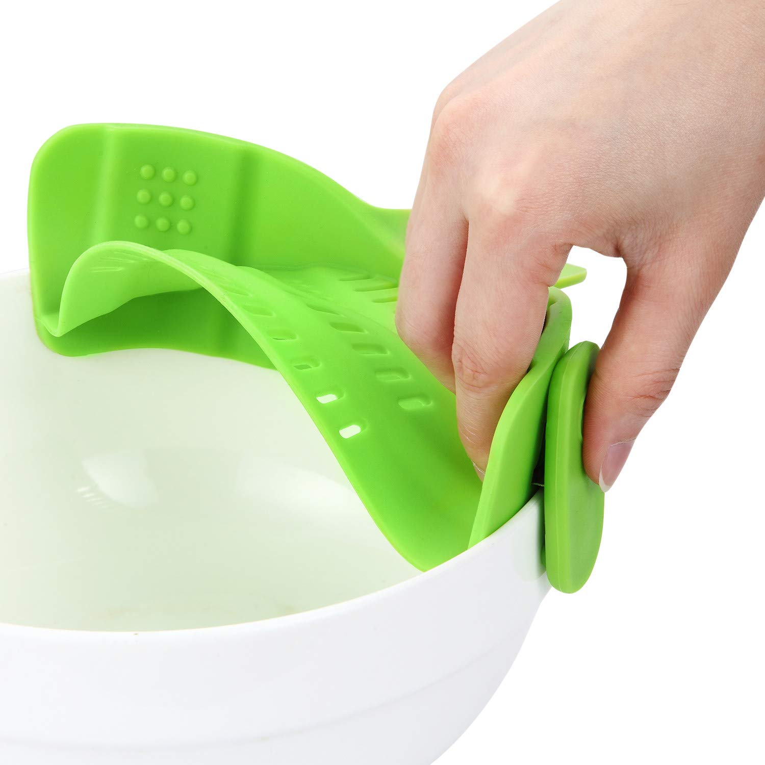 Byme Kitchen Food Strainers and Colanders Pasta Strainer Clip On Silicone Colander Fit all Pots and Bowls- Green