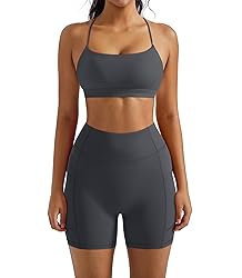 OMKAGI 2 Piece Workout Sets for Women Open Back