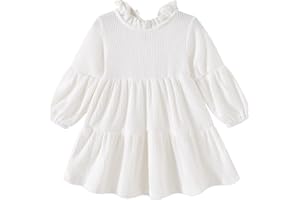 SWNONE Toddler Kids Baby Girl Dress Lantern Long Sleeve Solid Color Casual Dresses Girls Fall Winter Outfit Clothes