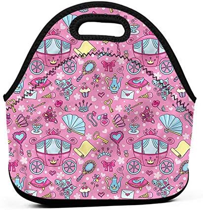 Convenient Lunch Box Tote Bag Teen Girls,Carriage Teapots Cups,disney insulated lunch bag for girls