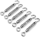 kissral 6 Pack M4 Stainless Steel Hook Eye Turnbuckle Wire Tensioner Rope Cable view 3