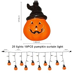 Konictom Halloween Hooded Pumpkin Curtain Lights