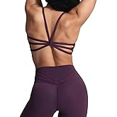 Aoxjox Women's Workout Sports Bras Ruched Rachel Fitness Training Gym Bra Yoga Crop Tank