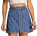 SheIn Women's Button Front Denim A-Line Short Skirt - A-Blue Medium