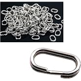 100Pcs Fishing Split Rings Stainless Steel Fishing Oval Split Rings Swivel Snap Carp Fishing Tackle Chain Connector Heavy Duty Split Rings Size Wire Diameter Terminal Tackle and Accessories 0.7mm