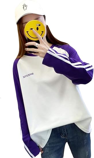 Amazon Mlbosstシャツ レディース トップス カットソー ゆったり 切り替え ロンt 春物 韓国ファッション 通学 薄手 Tシャツ カットソー 通販