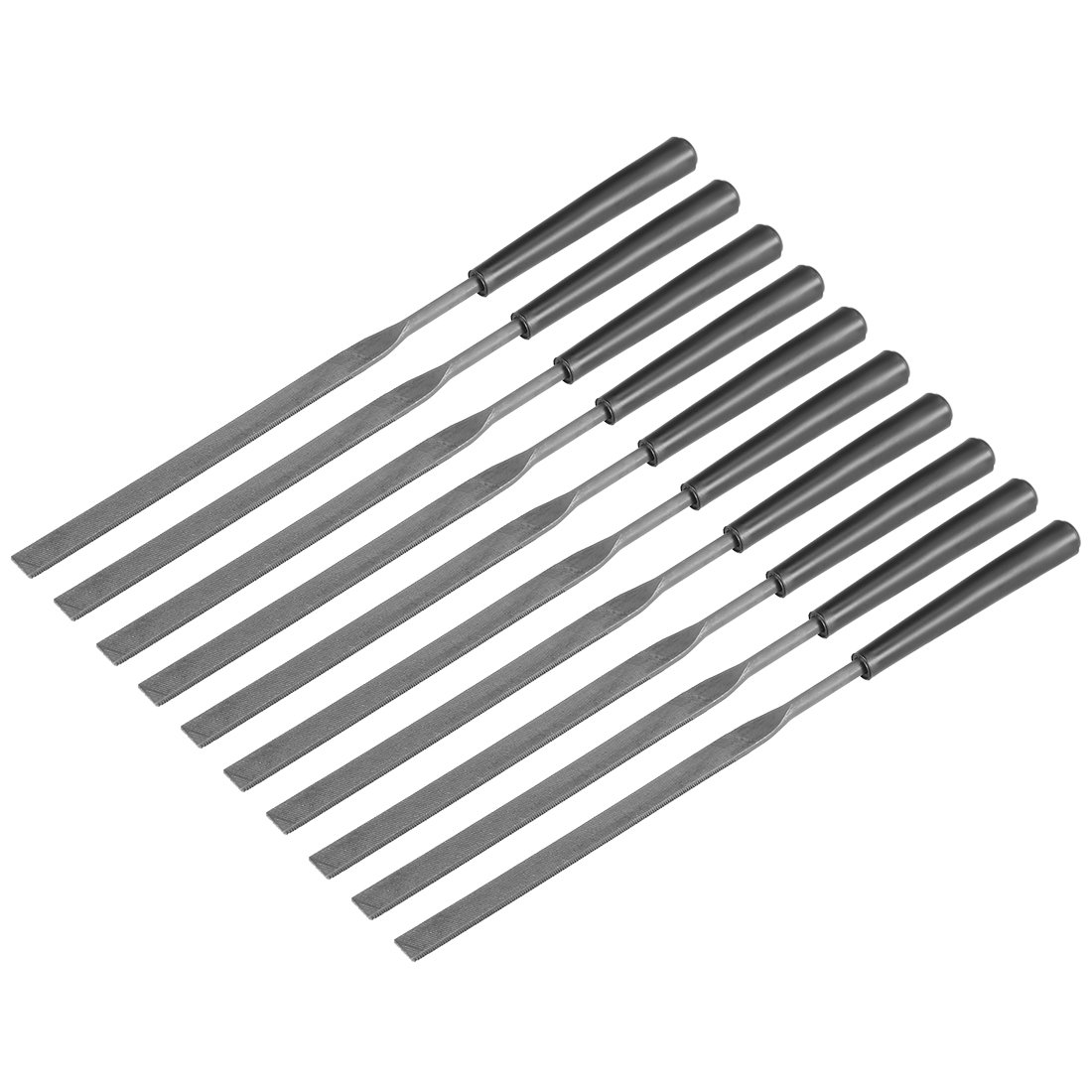 Sourcingmap 10Pcs Second Cut Steel Flat Needle File with Plastic Handle 3mm X 140mm