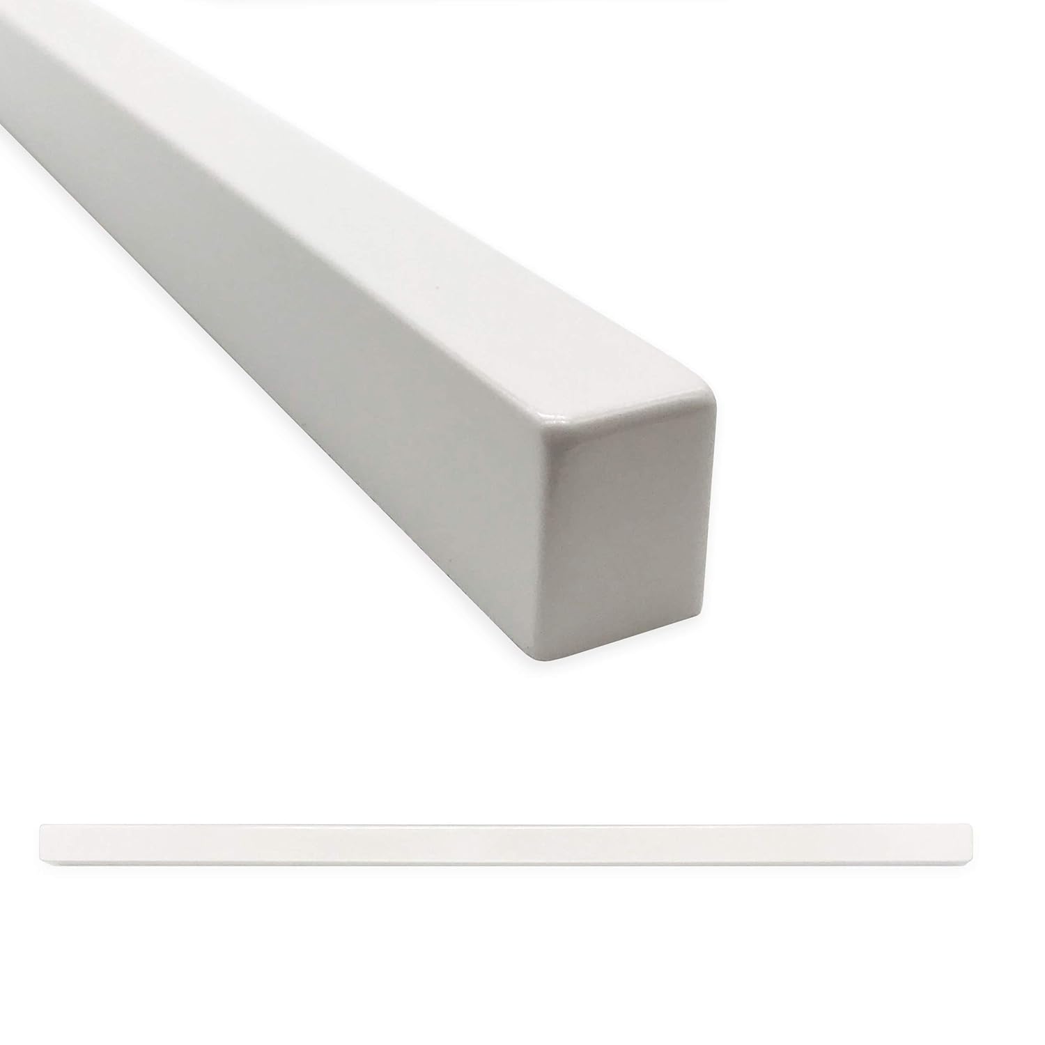 Bright White Linear Square 1/2 X 12 Pencil Liner Trim Pieces | Molding Tile for Kitchen Bathroom Ceramic Tile Finishing (12 Pack, Polished Bright White)