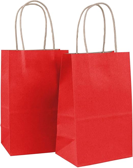 Amazon.com: Increíble paquete – bolsas de papel kraft de 5.5 x 3.5 x 7.9 in con asas para compras, almuerzo, venta al por menor y mercancías. Fuerte y reutilizable – 60 bolsas –