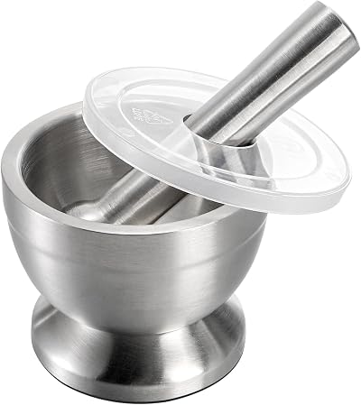 Bekith Mortar and Pestle Sets 18/8 Stainless Steel Spice Grinder Molcajete