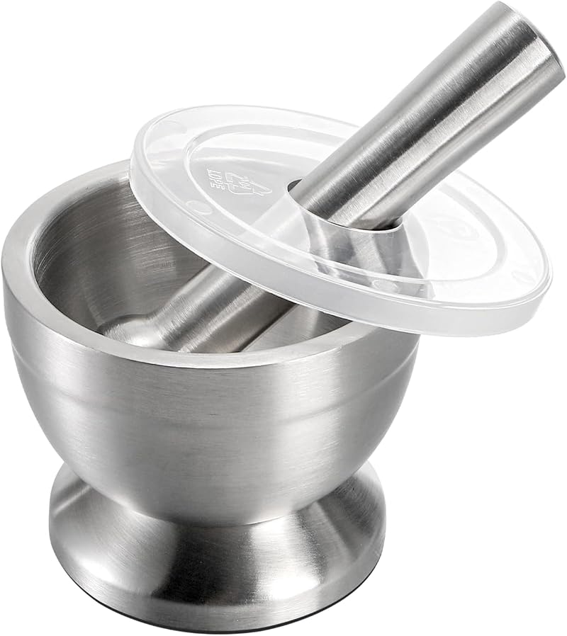 Bekith Mortar and Pestle Sets 18/8 Stainless Steel Spice Grinder Molcajete