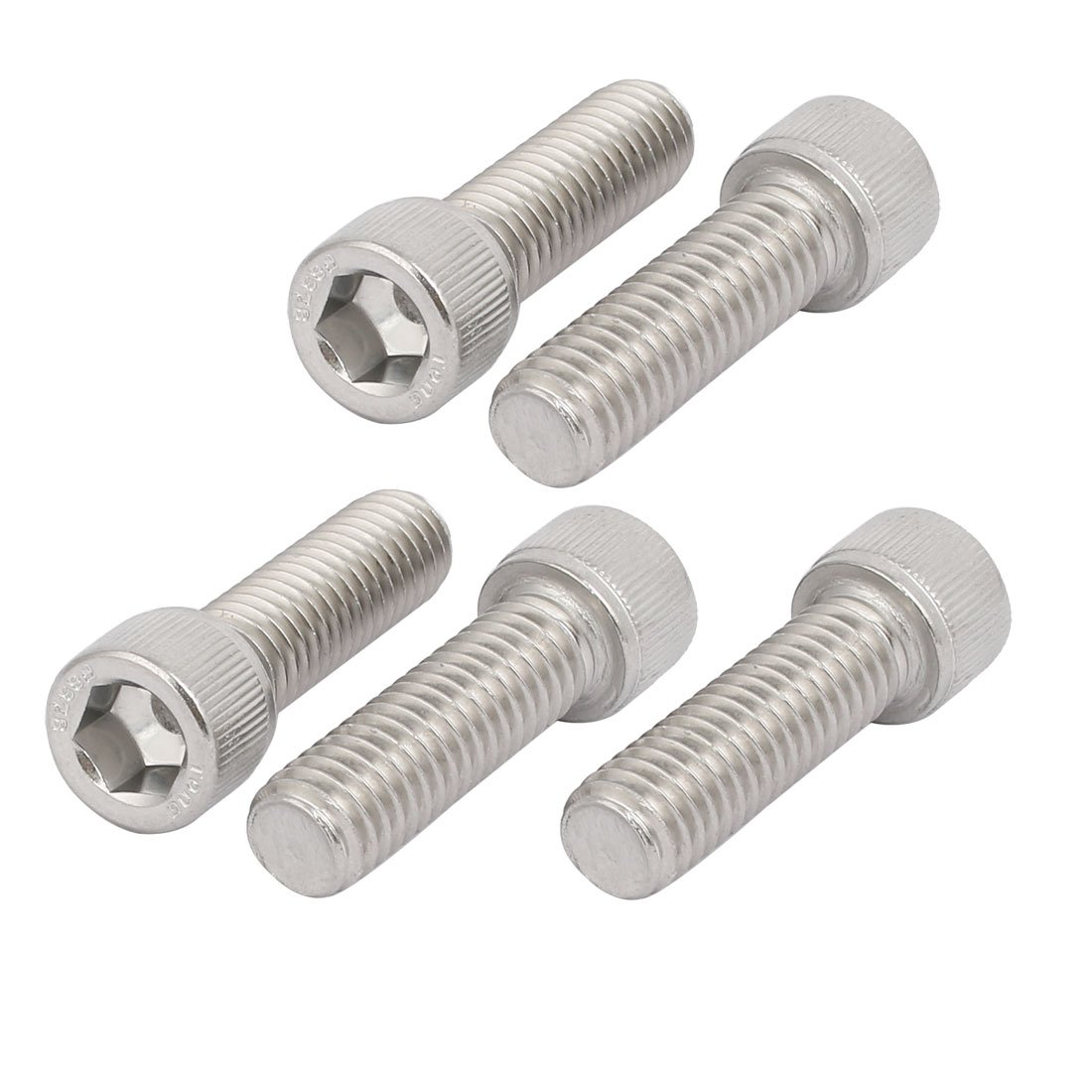 Sourcingmap 3/8"-16 x 1-1/4" 304 Stainless Steel Full Thread Hex Socket Head Cap Screws 5pcs