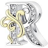 LUXILLA 925 Sterling Silver Letter A~Z Charms Alphabet fit for Bracelet Necklace Pendant Bead Charms Valentine's Day Mother's Day Jewelry Gifts for Women Family Friends