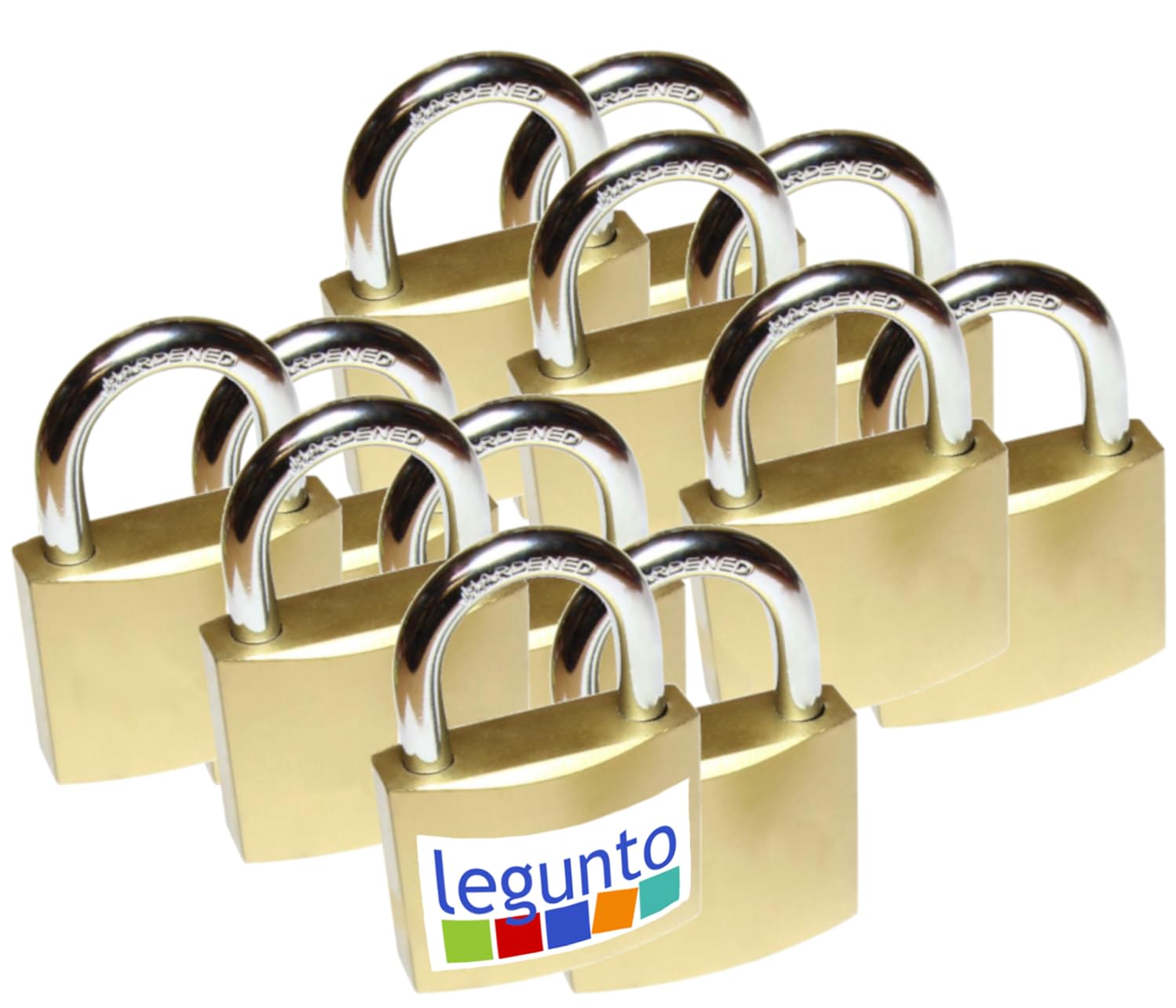legunto® 12 Keyed Alike Padlocks. Very strong, large padlocks with keys (72) Can be used as locker padlocks, container padlock or a padlock for gym locker. — image 1