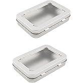 Vagocom 2Pcs Portable Floss Picks Case with Transparent Window, 3.35*2.4*0.67inch / 8.5*6.1*1.7cm Empty Floss Picks Dispenser,Small Reusable Floss Pick Holder Boxes for Travel, Outdoor(Silver)