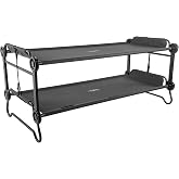 Disc-O-Bed Extra Large Portable Bunk Camping Cots with Carry Bags, Black | Holds 500 lb per Cot / 1000 lb Stacked, Converts to Bench or 2 Beds, Steel Frame, Water-Resistant 79 x 35 Inch Deck
