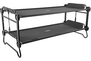 Disc-O-Bed Extra Large Portable Bunk Camping Cots with Carry Bags - Heavy-Duty Indoor or Outdoor Sleeping System, Converts to Bench or Separate Beds, 500 lb Weight Capacity Per Cot, Black
