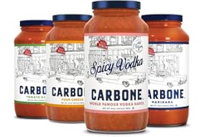 Carbone Pasta Sauce VARIETY PACK of Spicy Vodka, Marinara, Four Cheese, Tomato Basil, Tomato Sauce Made with Fresh, Natural Ingredients, Non GMO, Gluten Free, Low Carb, 24 Fl Oz (Pack of 4)