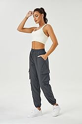 COPYLEAF Womens Parachute Cargo Pants with Pockets