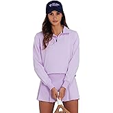Women’s Track Sweatshirt, Cropped Quarter-Zip Mock Neck Jacket with Adjustable Hem & Rubber Logo for Padel,Pickleball &Tennis