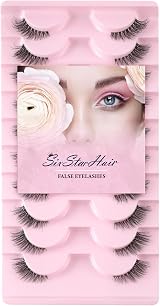 Sixstarhair Half Lashes Natural Look 10 Pairs Cat Eye Wispy Clear Band view 2