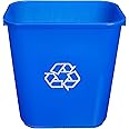 Amazon Basics Rectangular Commercial Office Wastebasket, w/Recycle Logo, 7 gallon (Pack of 2), Blue (Previously AmazonCommercial brand)
