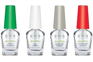 SNS HEALTHY NATURAL NAILS SNS Base Coat Nail Polish for Nail Dip Powder Set, 4 Pack - Long-Lasting & Fast-Drying Nail Strengtheners Gel Base for Quality Colors - Low-Odor Dipping Powder Polish, No UV Lamp Required, 0.5 Oz