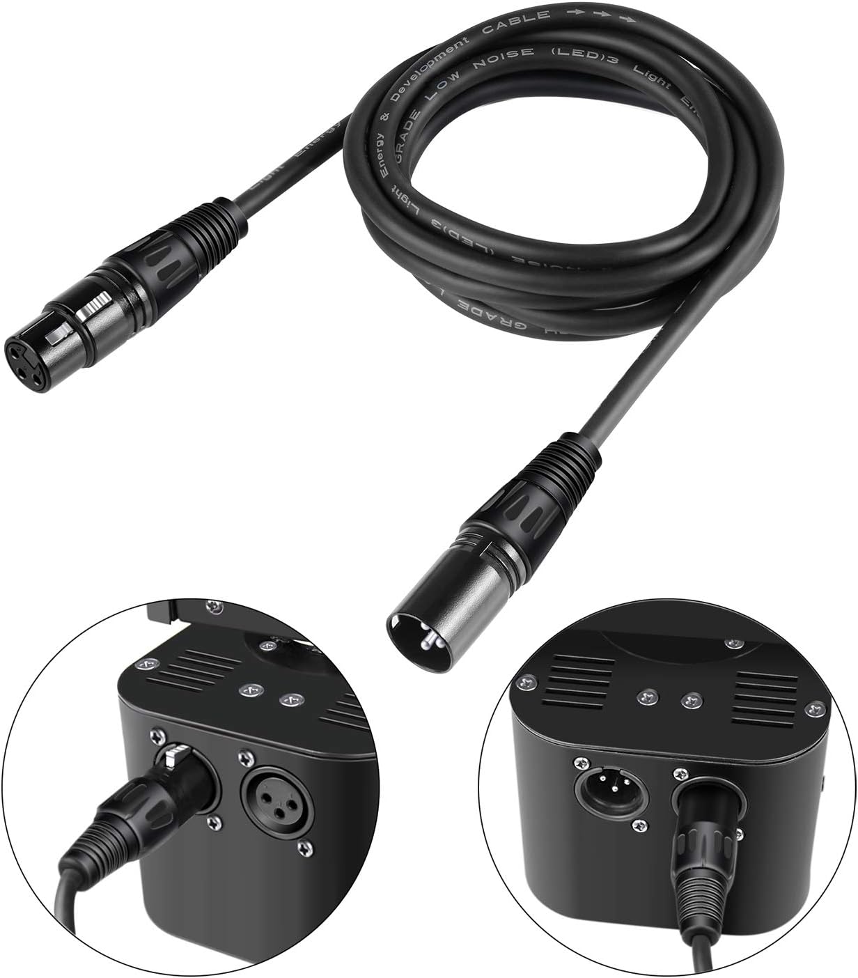 Neewer® 10 in 1 Mega Value Pack With 6.5 Feet / 2 Metres DMX Stage Light Cable Wire 3 Pin XLR Male to Female Connector for Moving Main Light PAR Light Headlamp with XLR Input and Output - Image 3
