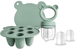 BigSpinach Silicone Baby Food Freezer Tray with Teething Popsicle Molds - Baby Fruit Feeder and Breastmilk Teether Combo