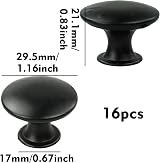SZCXDKJ 16x 30mm Black Round Cabinet Knobs Metal Drawer Cupboard Handles Screws view 2