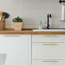 Goo-Ki 6 Pack Brushed Brass Cabinet Handle Drawer