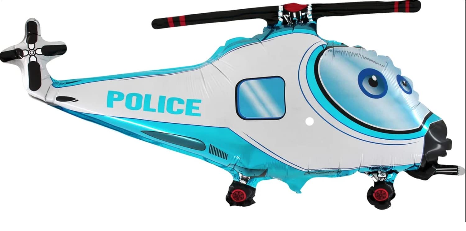 Toyland® 99cm (39") Police Helicopter Foil Balloon - Childrens Party Ballons - Party Decorations