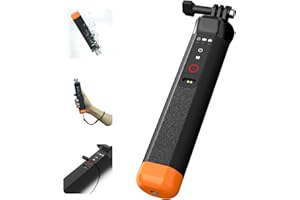 GUEDIEO Floating Hand Grip with Remote Control Waterproof Monopod Compatible for Go Pro Hero13/12/11/10/9/8 Action Camera,Underwater Snorkeling Selfie Pole Stick with Safety Wrist Strap
