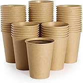 LITOPAK 240 Pack Disposable Coffee Cups, 12 oz Kraft Paper Cups | Large bulk, sturdy leak-proof, reduces cleaning, cold and hot drinks, Suitable offices, schools, stores, home, travel