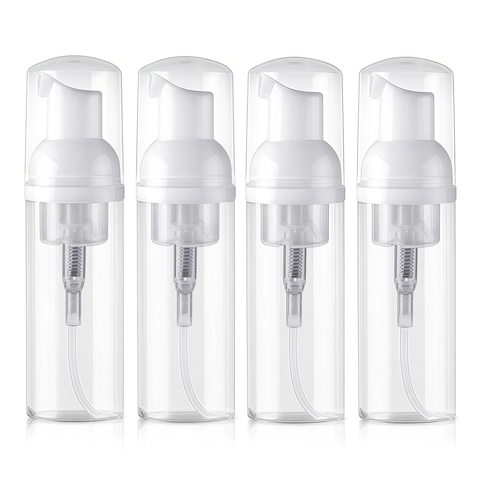 4Pcs 60ml 2oz Plastic Foam Dispenser Bottles Travel Foam Soap Bottle Pump Dispenser Empty Foamer Bottle Mini Liquid Foaming Bottles Foaming Pump Dispenser for Face Cleanser Shampoo