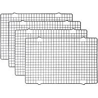 Tebery 4 Pack Black Heavy-Duty Wire Cooking Rack Baking Racks, Nonstick Baking & Cooling Grid for Roasting, Cooking, Grilling