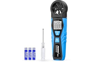 MESTEK Handhled Anemometer Digital Wind Speed Meter, Wind Gauges Air Flow Velocity Meter for Measuring Wind Speed/Temperature, LCD Display Backlight CMF Meter for HAVC Drone Sailing Fishing