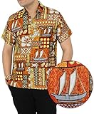 La Leela Hawaiian Shirt For Men Short Sleeve Front-Pocket Caribbean Mustard