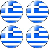 HSQCEZ 4 Pcs Greece Flag Pin Round 1 Inch, Lapel Pins Souvenir Badge for Hat Clothes Backpack,Greeks Flag Brooch Accessories Party Favors,Patriotic Pin Accessories for Men/Women
