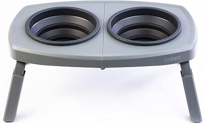 Colapz Collapsible Dog Bowls with Adjustable Stand Grey