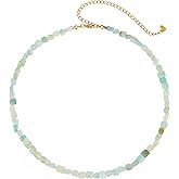 Wellike Beaded Necklaces For Women Trendy Dainty Choker Necklace Chain 18k Gold Plated Natural Stone Handmade Everyday Bead Necklaces Fashion Healing Crystal Jewelry