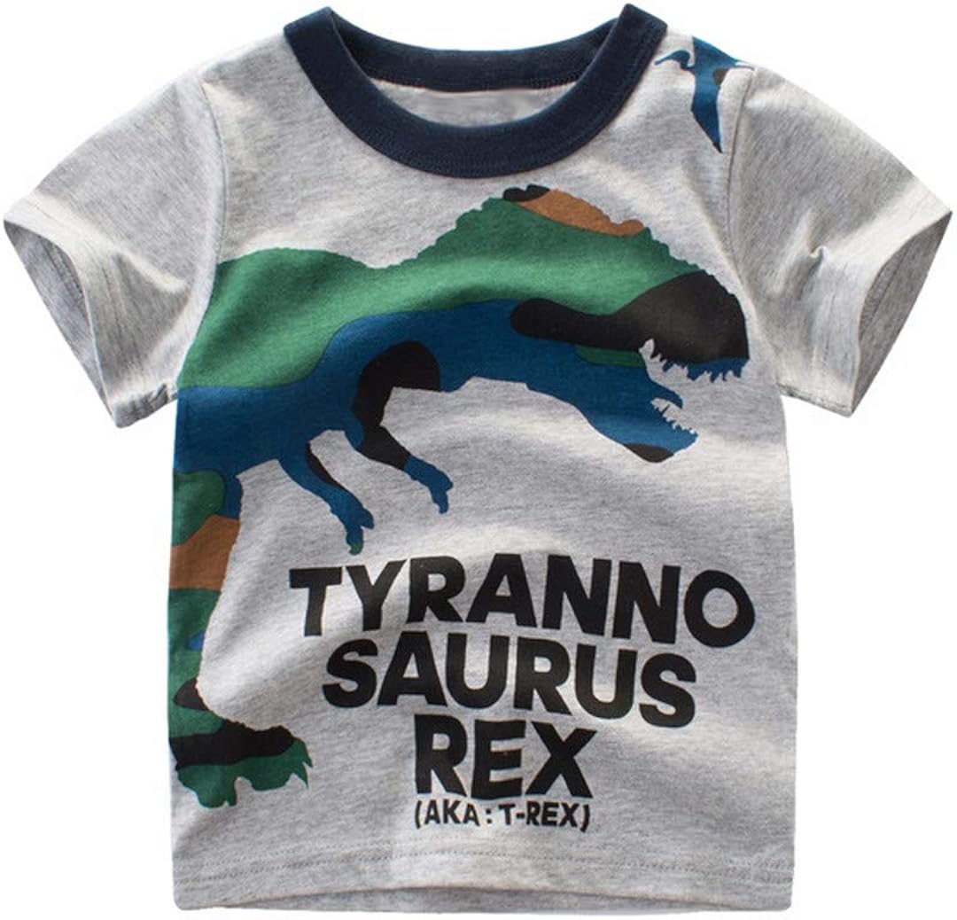 Toddler Boy Tees Short Sleeve Tops T-Shirt Summer Graphic Crewneck Cotton Casual Tshirt 3 Packs Sets: Clothing